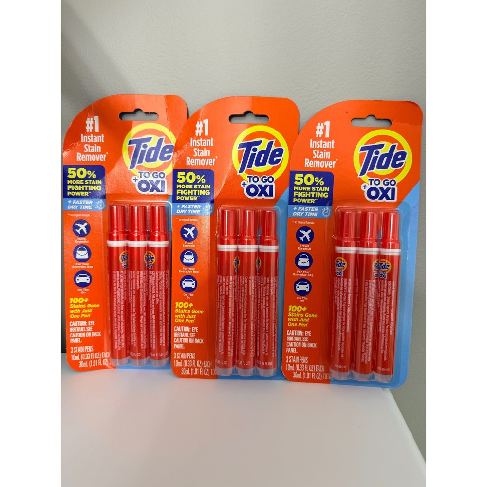 Tide To Go Oxi Stain Remover Pens 9 Count Total Travel Size Red NWT
